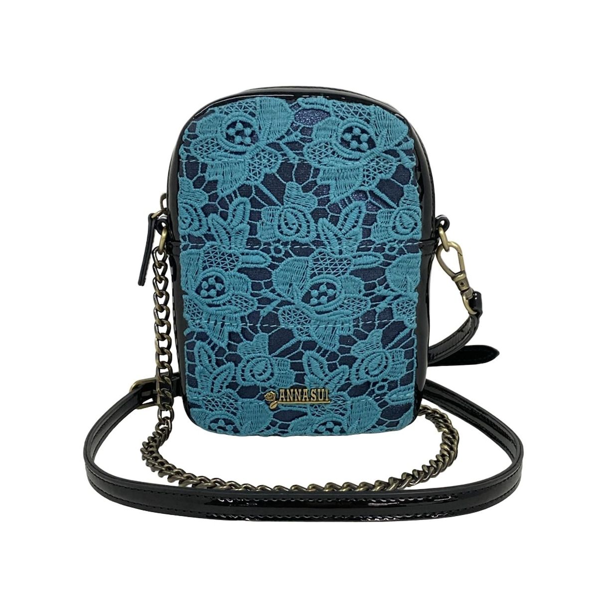 ANNA SUI(アナスイ) ショルダーバッグ - 黒×ライトブルー×パープル 