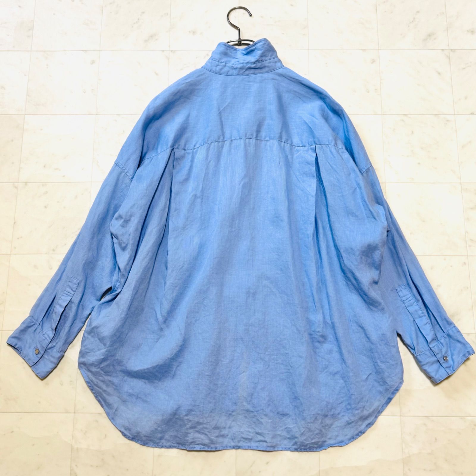 24SS完売品 スピック＆スパン リネン100% ビッグシャツ ブルー 美品