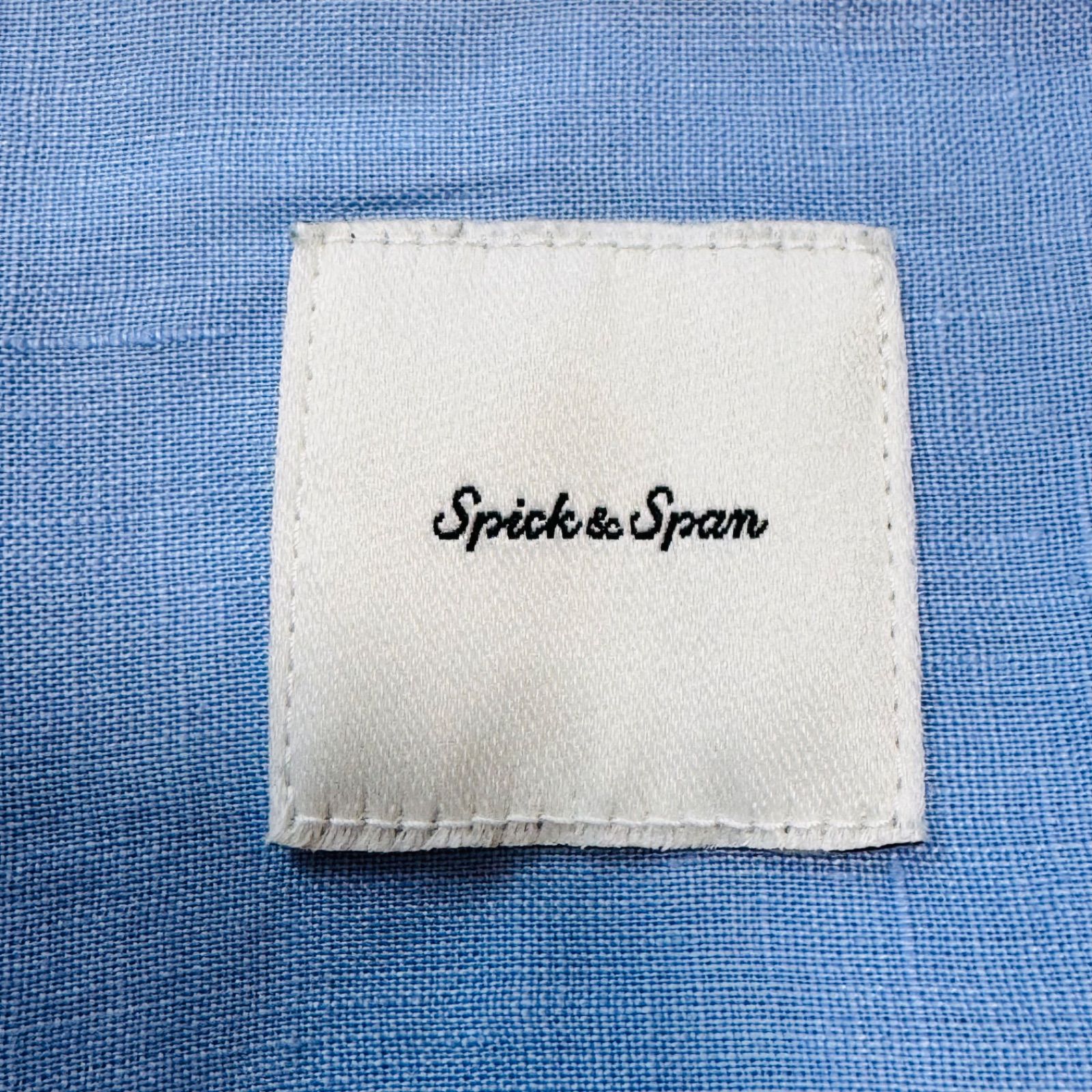 24SS完売品 スピック＆スパン リネン100% ビッグシャツ ブルー 美品 
