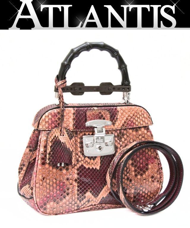 GUCCI グッチ レディロック バンブー 2WAYバッグ パイソン 赤系 353522