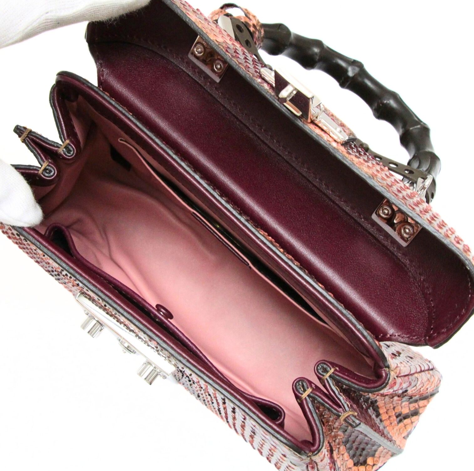 GUCCI グッチ レディロック バンブー 2WAYバッグ パイソン 赤系 353522