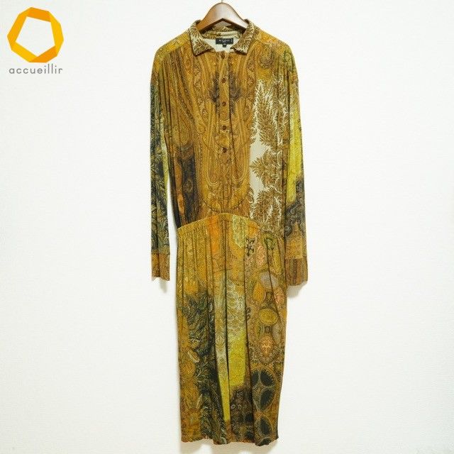 anc エトロ ETRO ワンピース 44 茶系 ペイズリー イタリア製 ロング 