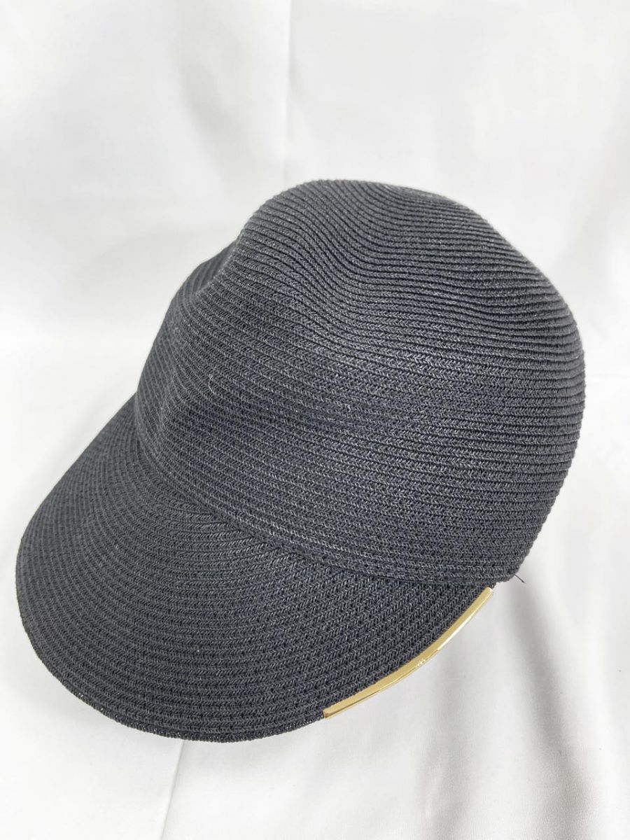 美品 ENTWURFEIN エントワフェイン ペーパー キャップ sizeF/黒 ■◆◎レディース