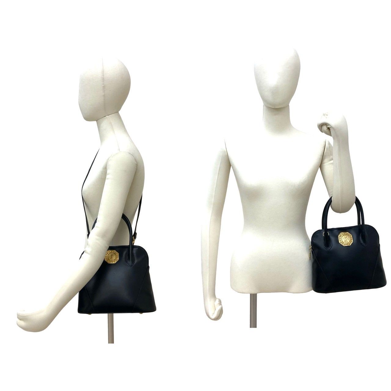 極 美品 YVES SAINT LAURENT イヴ・サンローラン YSL ロゴ 金具 レザー 