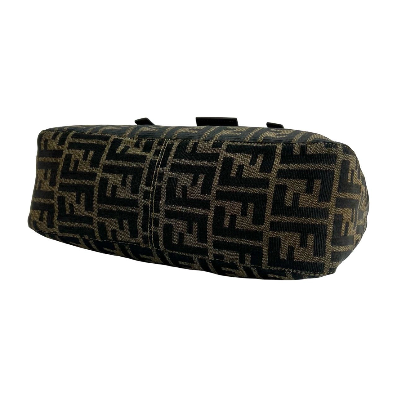 極 美品 FENDI フェンディ ズッカ FF 柄 ロゴ 金具 キャンバス レザー
