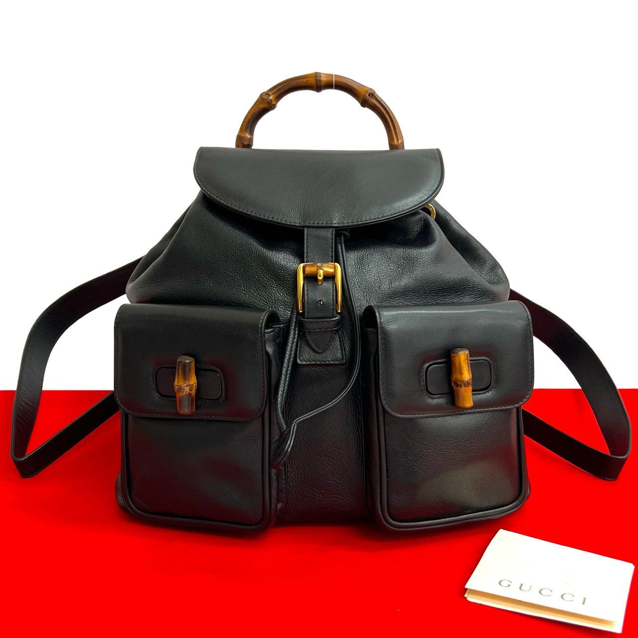 極 美品 GUCCI グッチ オールドグッチ ヴィンテージ バンブー レザー