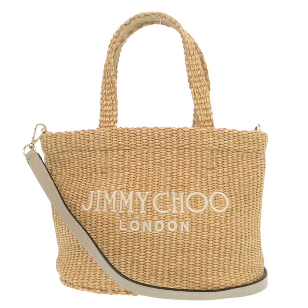 美品 ジミーチュウ ビーチ トート ウエスト ミニ ラフィア レザー 