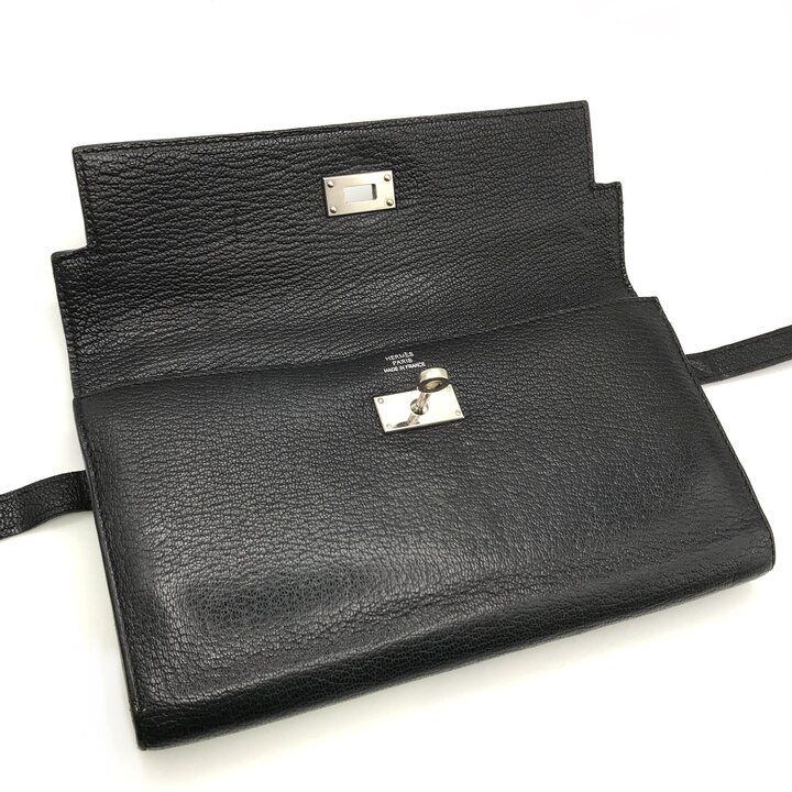 良品 HERMES エルメス ケリー ターンロック レザー 長財布 ウォレット ファッション小物 服飾雑貨 さいふ ブラック r732 新作入荷，安い 良品 HERMES エルメス ケリー ターンロック レザー 長