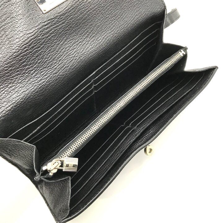 良品 HERMES エルメス ケリー ターンロック レザー 長財布 ウォレット ファッション小物 服飾雑貨 さいふ ブラック r732 新作入荷，安い 良品 HERMES エルメス ケリー ターンロック レザー 長