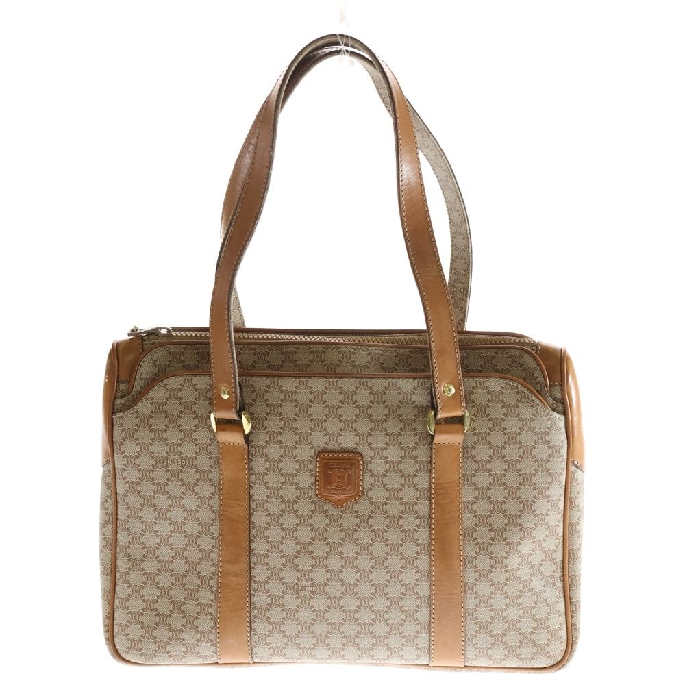 CELINE (セリーヌ) マカダム ハンドバッグ ベージュ×ブラウン 