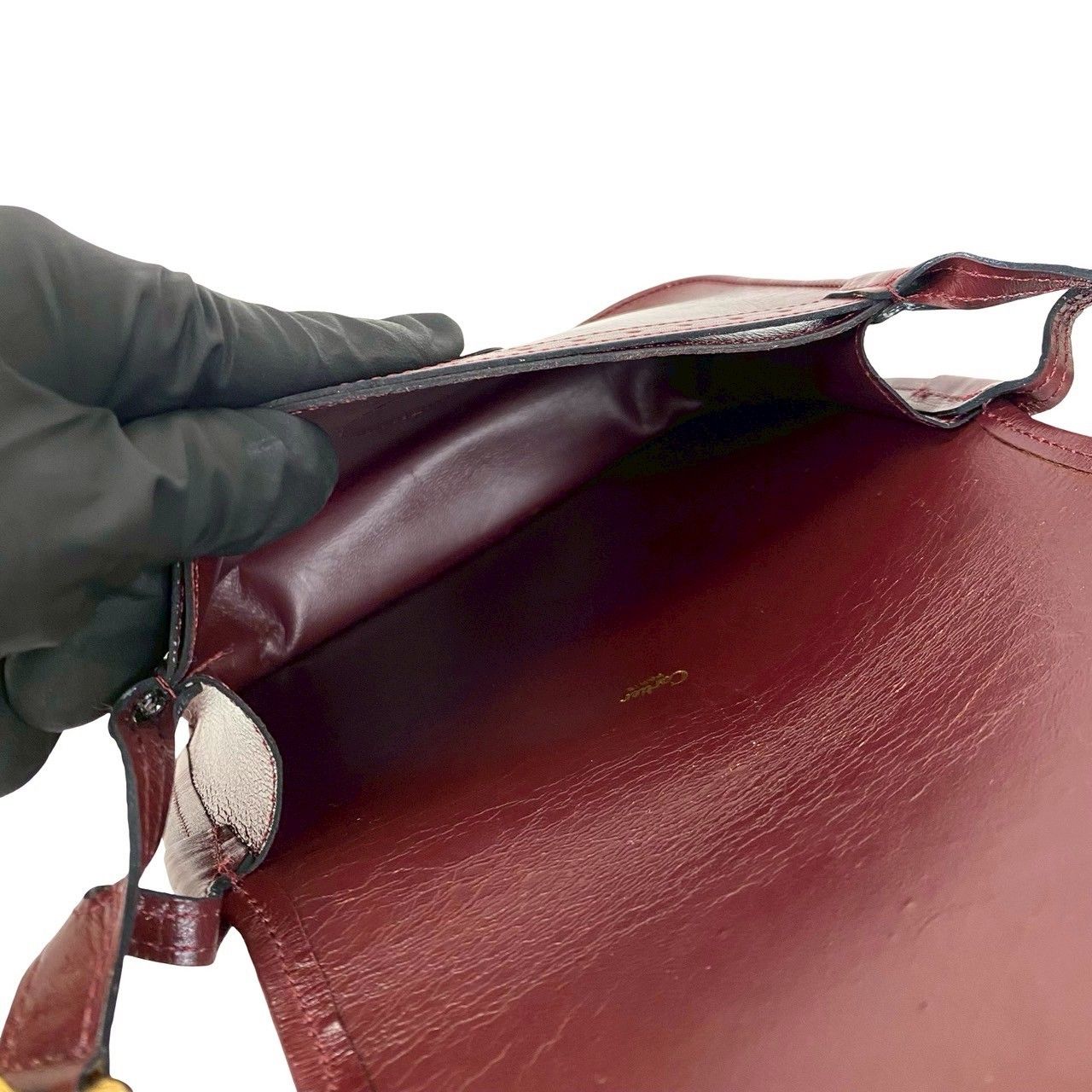 極 美品 カルティエ マストライン ロゴ レザー ショルダーバッグ 