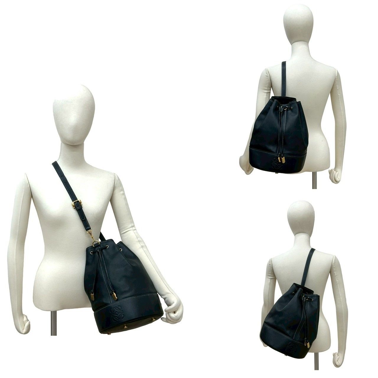 極 美品 LOEWE ロエベ ヴィンテージ アナグラム 型押し ロゴ レザー 本 