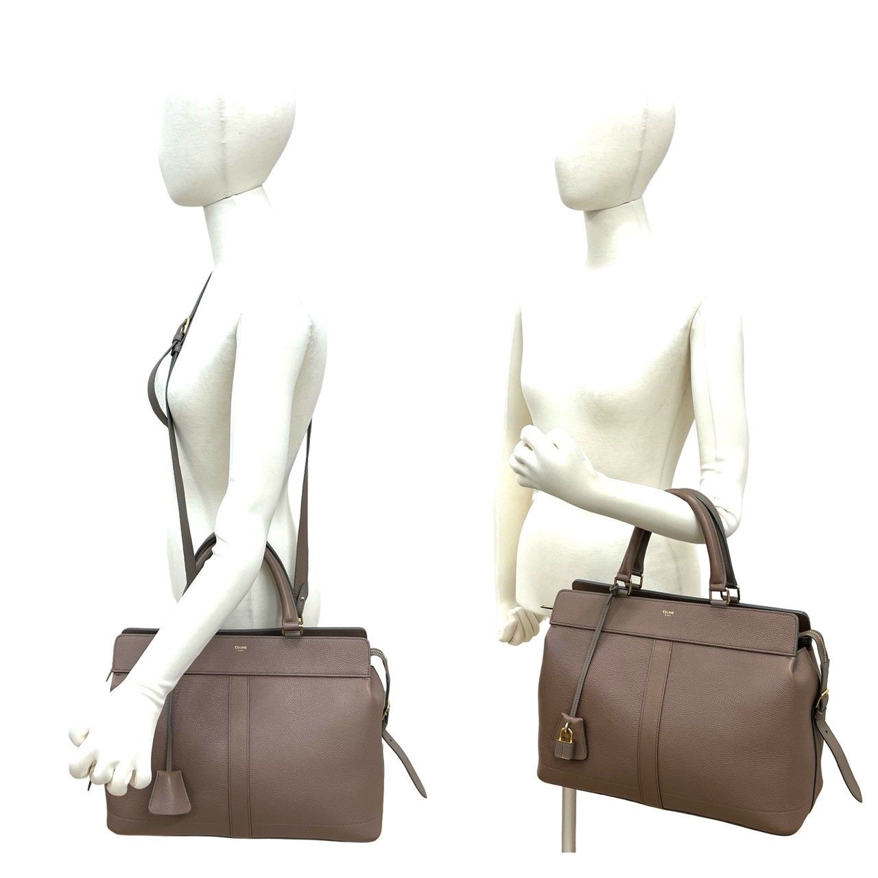 極 美品 袋 鍵付き CELINE セリーヌ カバ ドゥ フランス ミディアム 