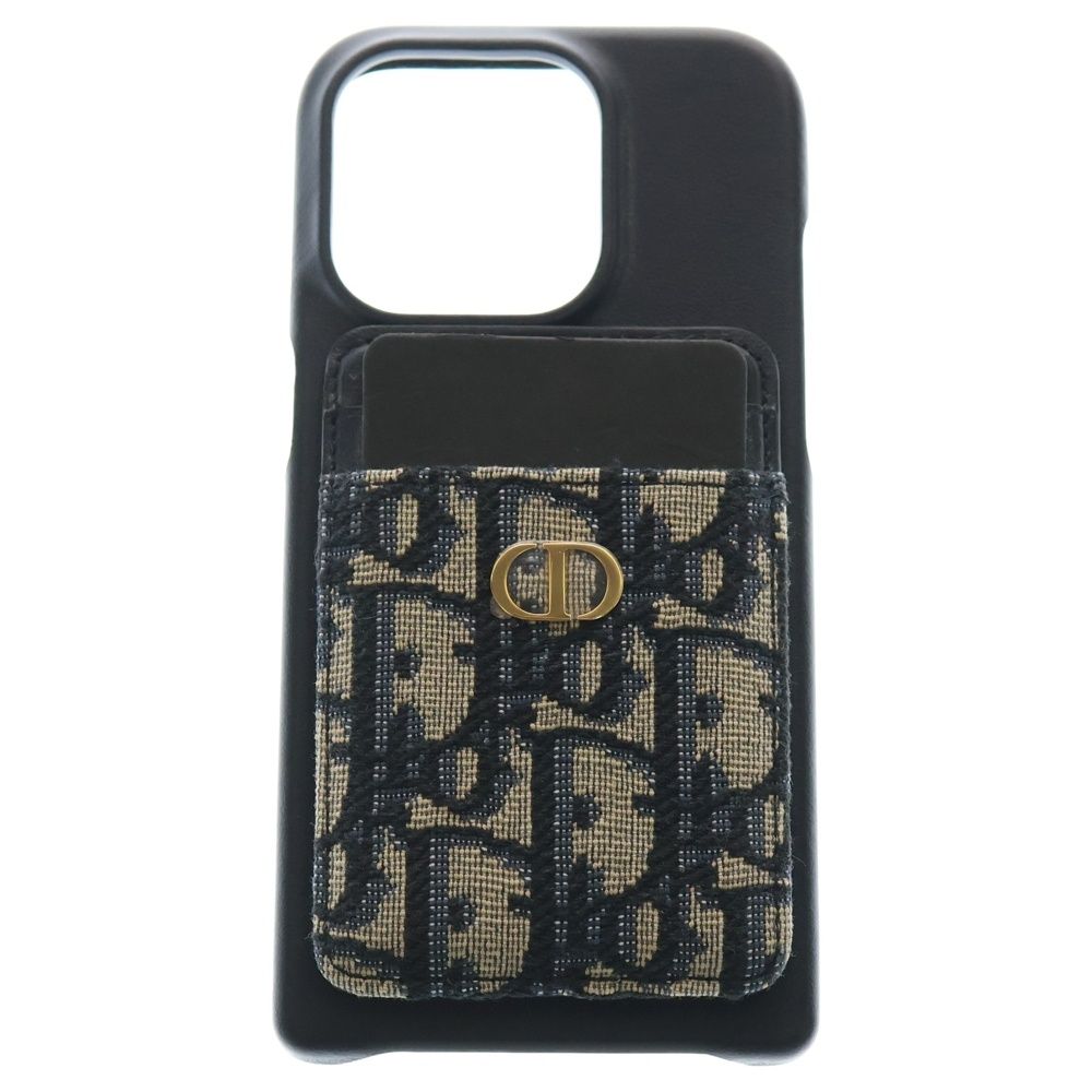 Christian Dior (クリスチャンディオール) オブリーク アイフォンケース iPhone15 マグネット カードケース キャンバス レザー