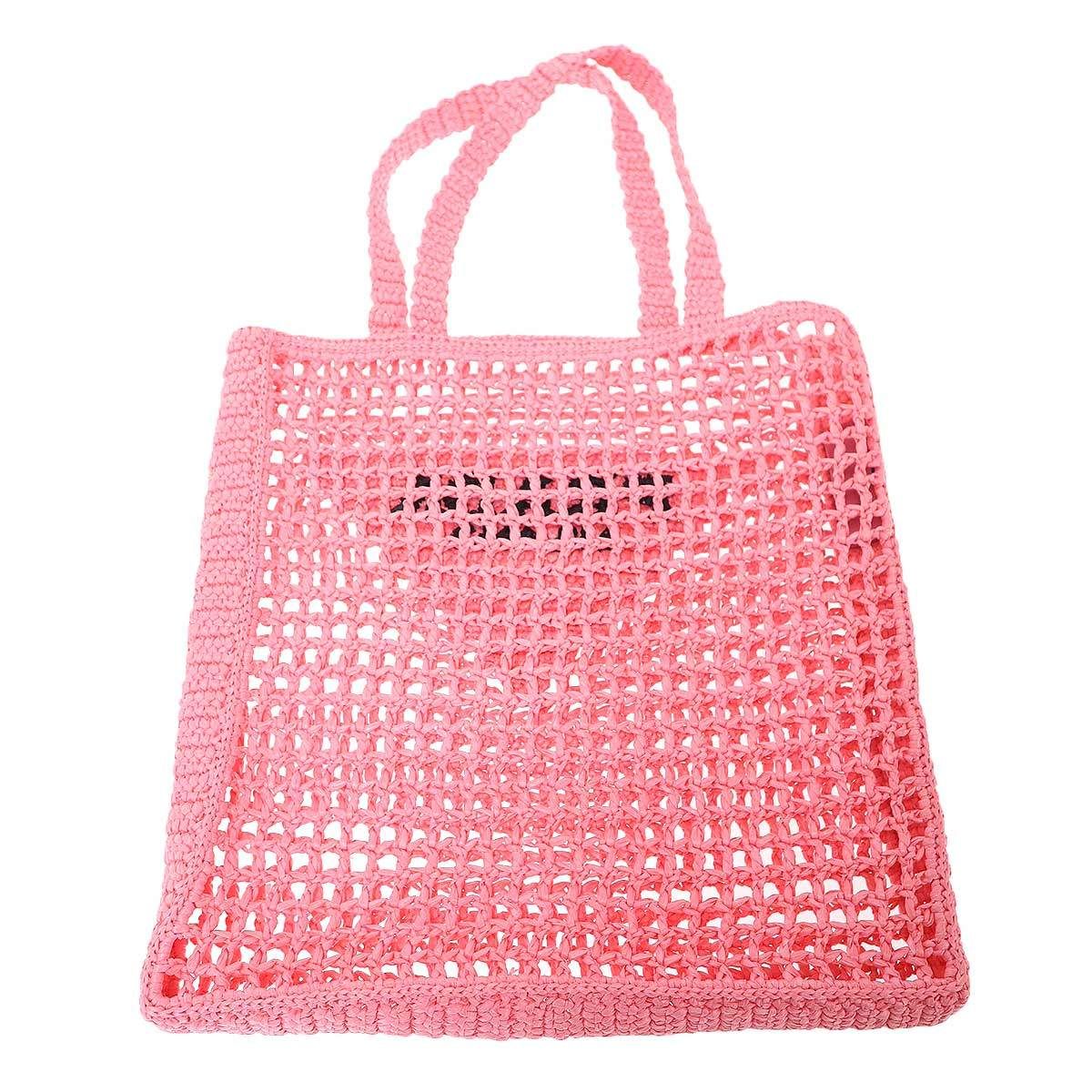 PRADA プラダ Crochet Tote Bag クロシェ トートバッグ ピンク - メルカリ