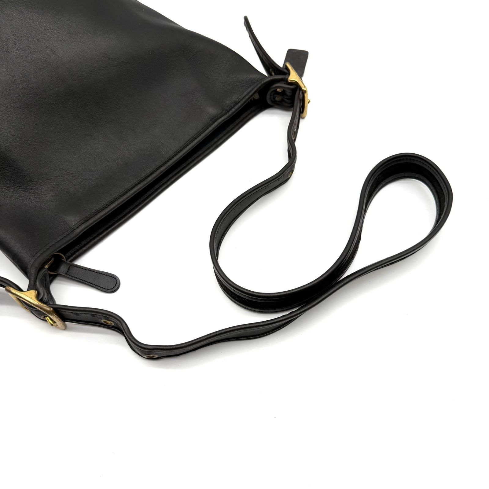 レディース OLDCOACH y2k bucket Black leather shoulder bag unisex 