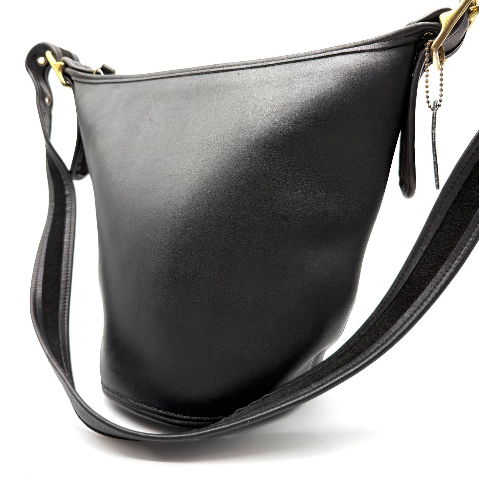 レディース OLDCOACH y2k bucket Black leather shoulder bag unisex 
