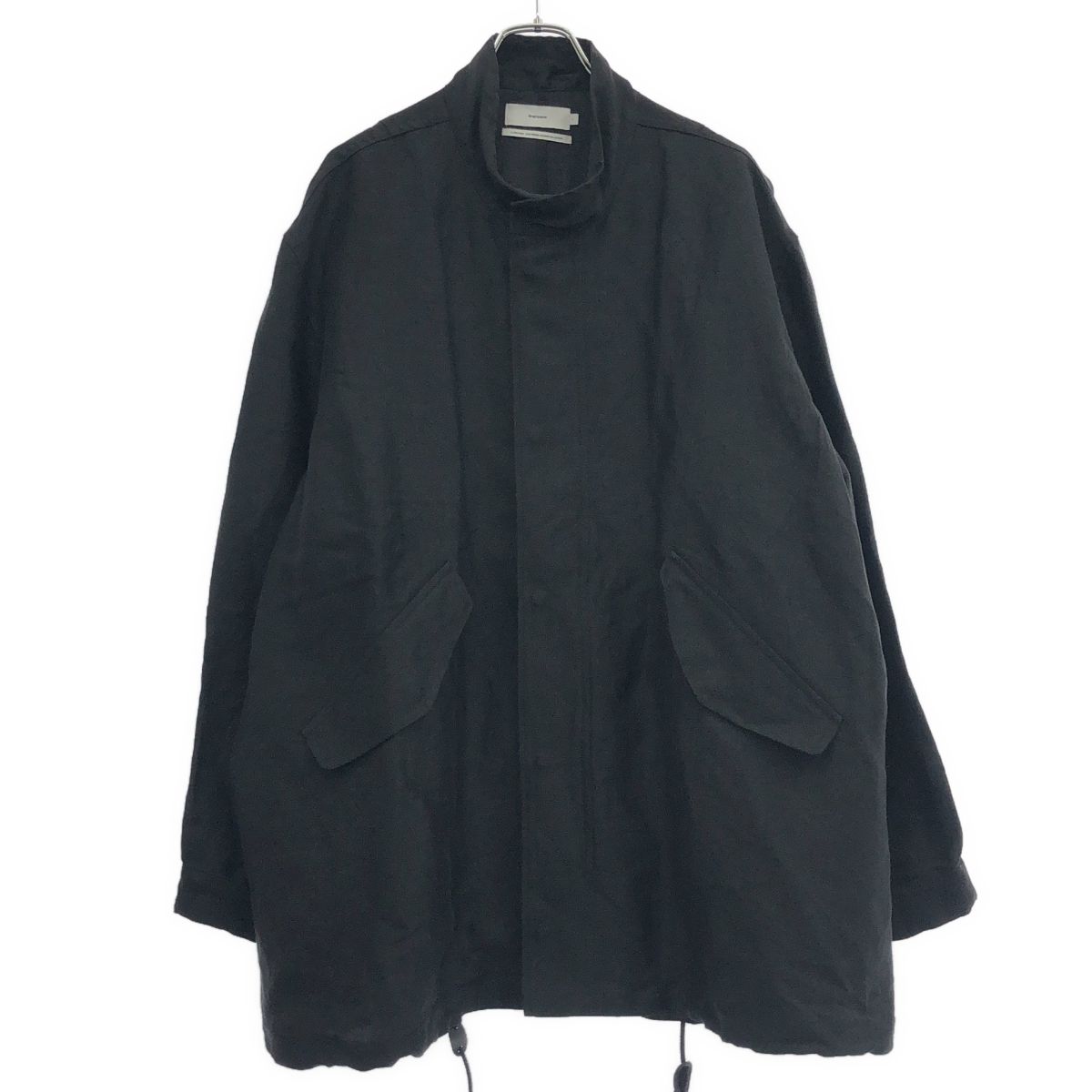 【新品未使用】Graphpaper 黒 ショートモッズコート サイズ1 Graphpaper グラフペーパー 25SS Back Satin Linen Cupro Short Mods