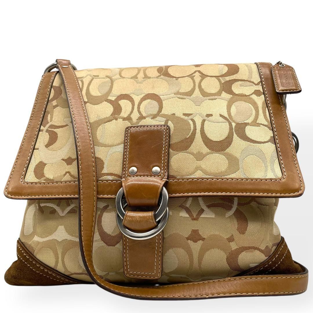 極美品 COACH コーチ オプティックシグネチャー ショルダーバッグ 斜め 