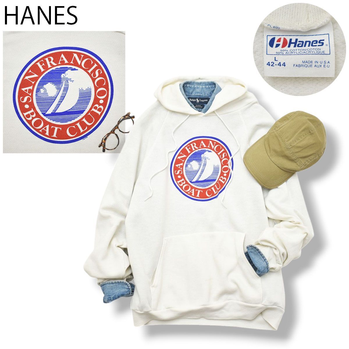 80s ヴィンテージ USA製 ヘインズ HANES サンフランシスコ ボート 