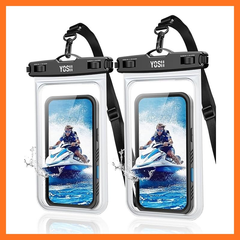 [Brand New] [8.5 inch larger, fits as the case] YOSH Smartphone Waterproof Case, Large, Bath, Sea Pool, Reinforced Version, Touch Operation, Face Recognition, IPX8 Certified, Underwater Photography, Sea Fishing, Snorkeling, Rain, Diving, Snow, Hot Springs, Clear, 8.5 inch vs. 1