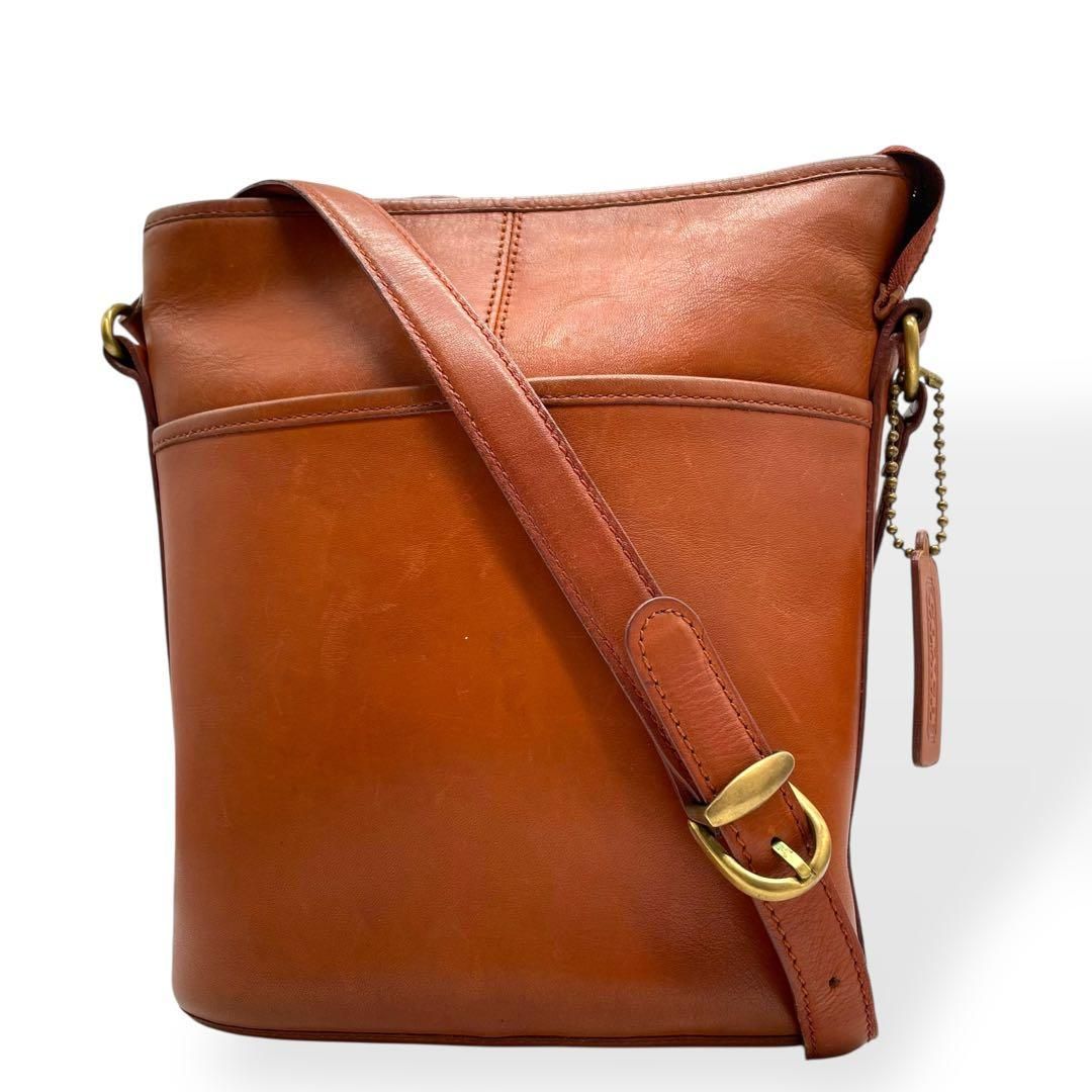 美品 COACH オールドコーチ レザー ショルダーバッグ ダークブラウン 
