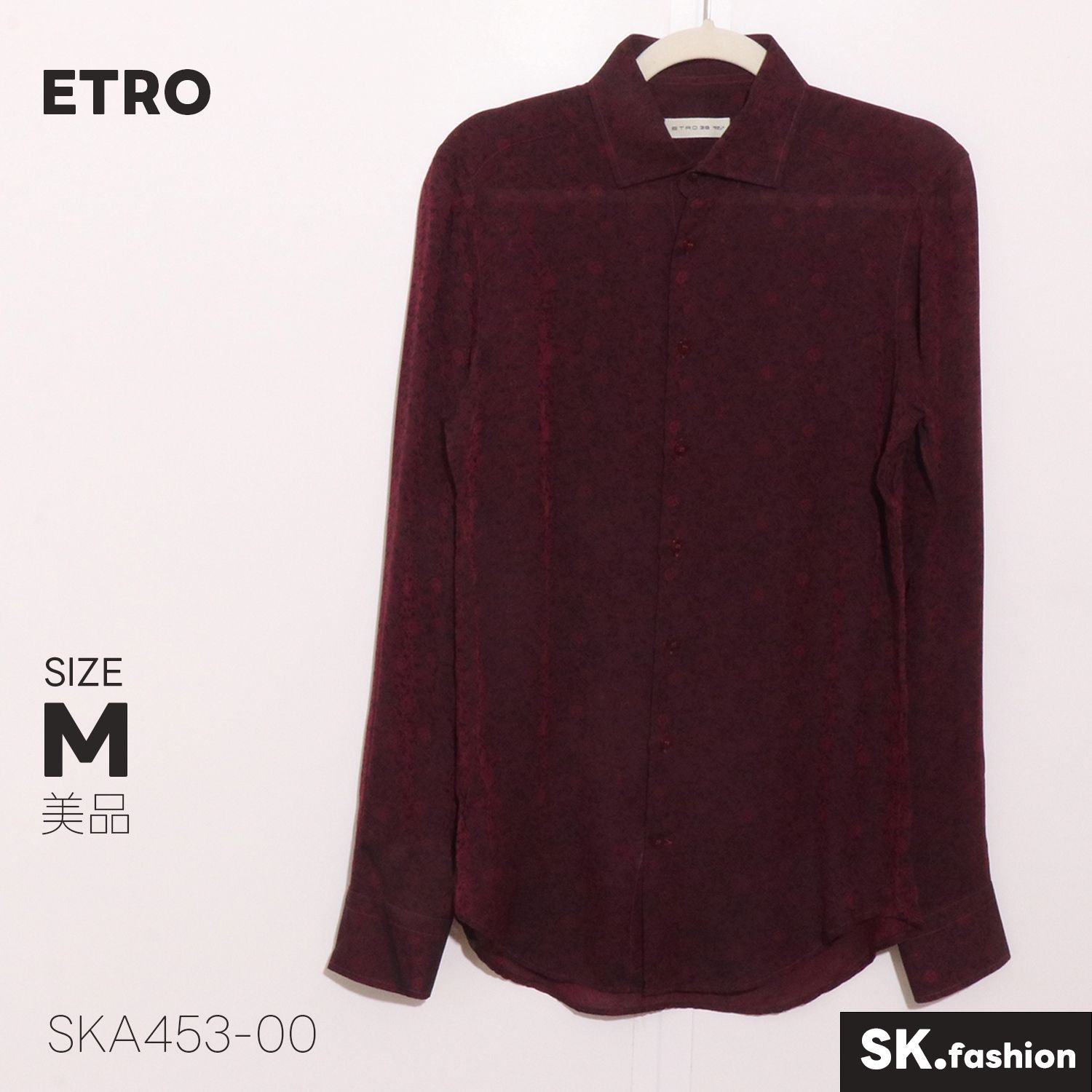 美品 ETRO トップス 総柄 シルク素材 イタリア製レギュラーカラー 長袖 