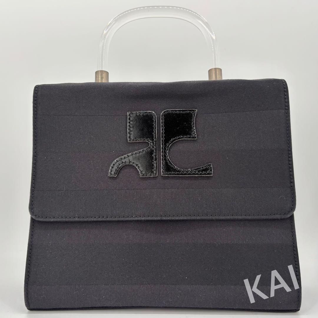 クレージュ Courreges ハンドバッグ ワンハンドル クリアハンドル ロゴ ブラック Courrèges / Courrèges Courreges Handbag One Handle Clear Handle Logo Black