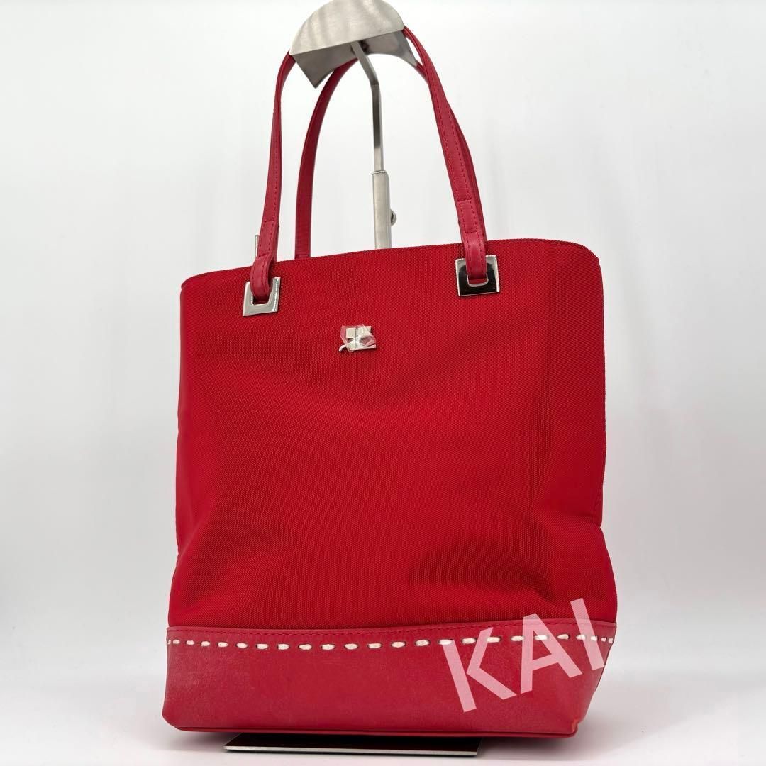 クレージュ Courrègesトートバッグ ハンドバッグ 赤 ロゴ レザー キャンバス Courreges / Courrèges Courreges Tote Bag Handbag Red Logo Leather Canvas