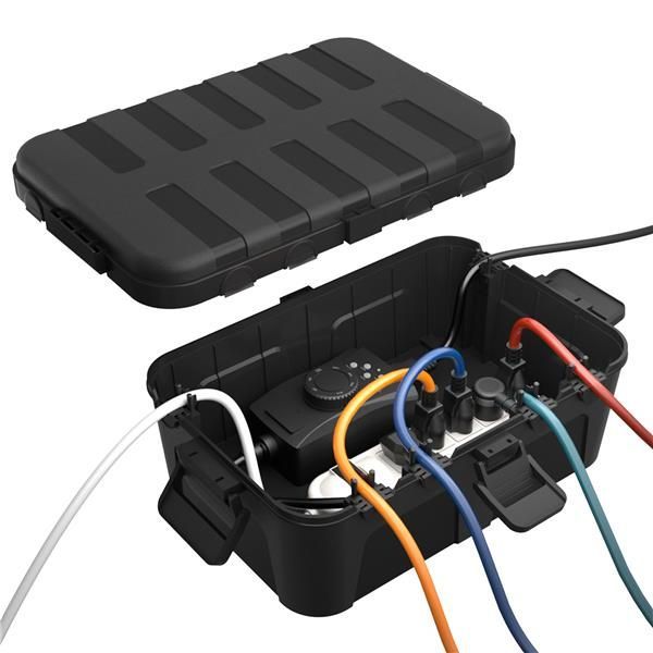Color:黒 RESTMO 大型コンセントボックス 屋外 電源 防水 ボックス