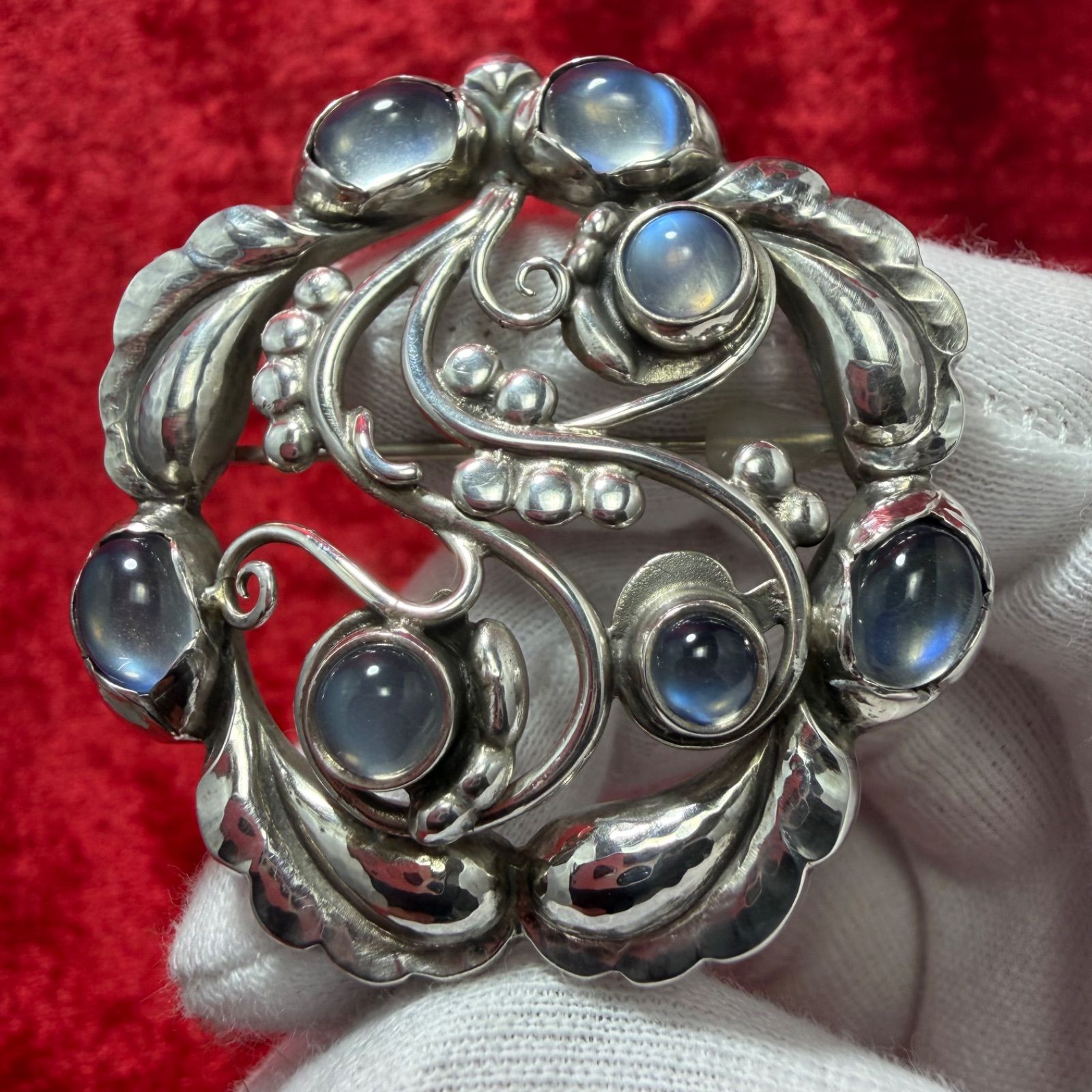 S2688 美品 ジョージジェンセン ムーンライトブロッサム ブローチ 美品 ムーンライトブロッサム ブローチ ♯159 ジョージジェンセン