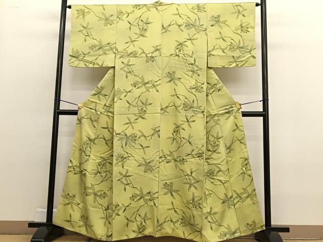 手描き薄茶単衣着物 クリアランス売り出し 平和屋着物□上質な小紋 単衣 手描き ふくれ織