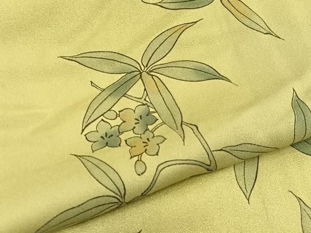 平和屋着物▽上質な小紋　単衣　雪輪草花地紋　暈し染め　正絹　逸品　CAAT0784dy 平和屋着物□上質な小紋 手描き 枝花文 暈し染め 正絹 逸品 BAAW4841hv