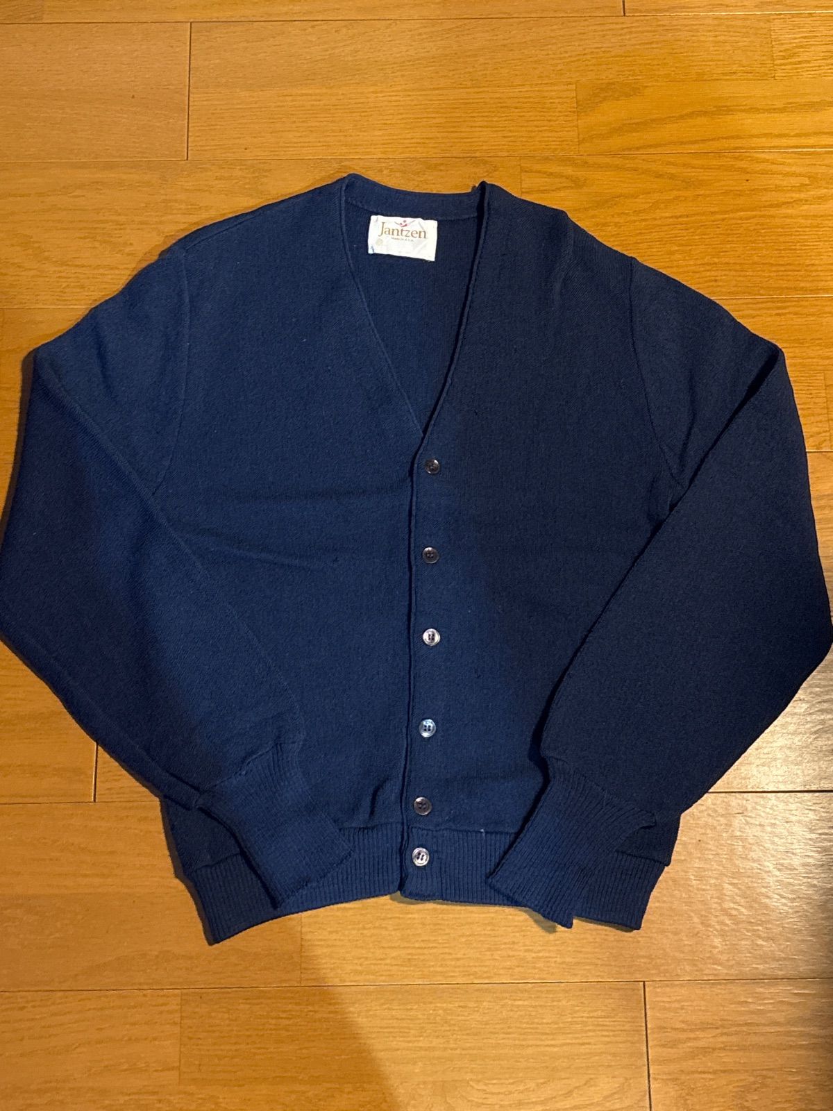 70s Jantzen ジャンセン ウールカーディガン ネイビー ビンテージ 