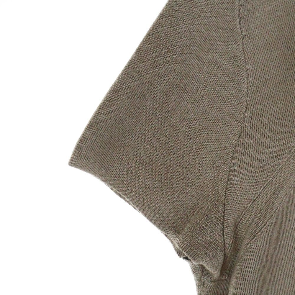 HERMES エルメス 23AW エクスリブリス ボタン クルーネック 半袖ニット セーター ベージュ レディース 3H2631D6 HERMES (エルメス) 23AW エクスリブリス ボタン クルーネック 半袖