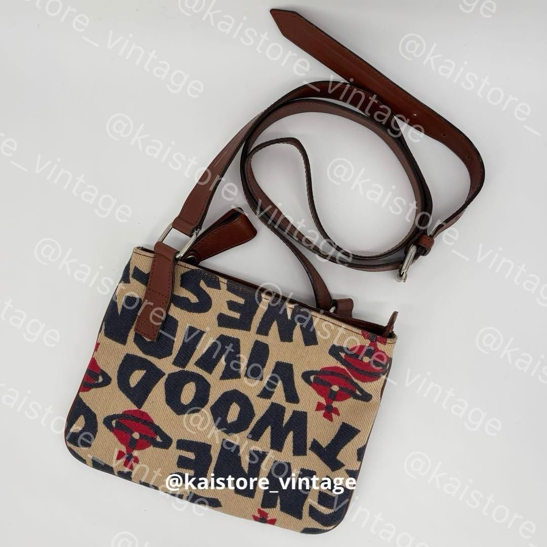 ヴィヴィアンウエストウッド Vivienne West Wood ショルダーバッグ サコッシュ キャンバス 総柄 / Vivienne Westwood Shoulder Bag Sacoche Canvas All-Over Print