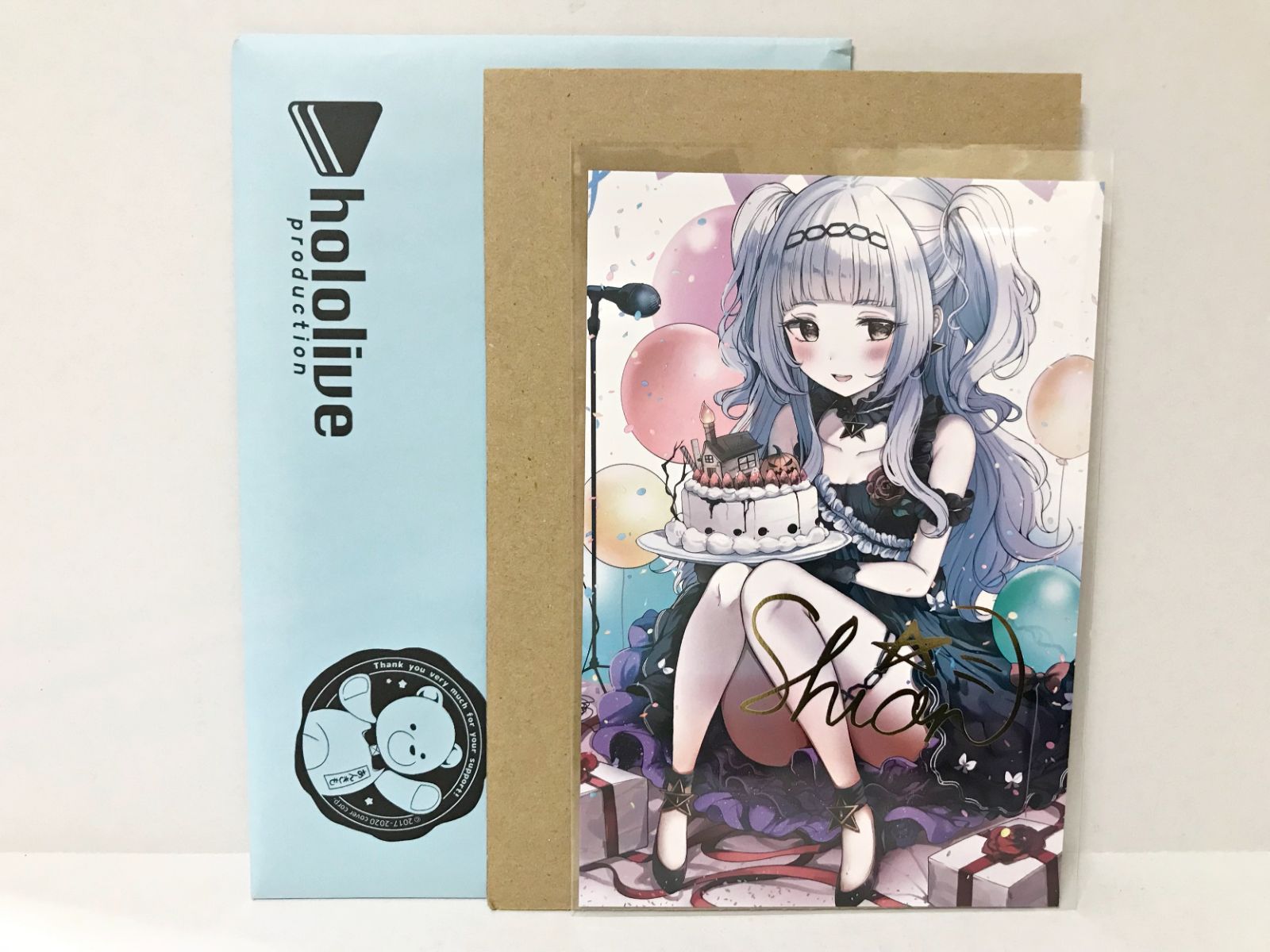 Vtuber 27.【開封】紫咲シオン 箔押し複製サイン入りイラストポスト