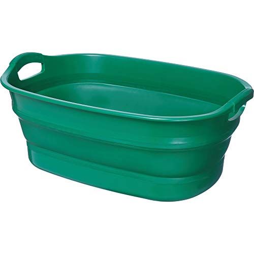 新品 TRUSCO(トラスコ) 折りたたみタライ 水抜栓付 グリーン 23L TORTGN