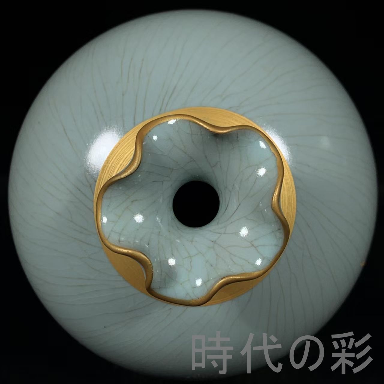 中国古美術 宋時代 汝窯 銘文 彩絵 鳳凰文 花口 梅瓶 花瓶