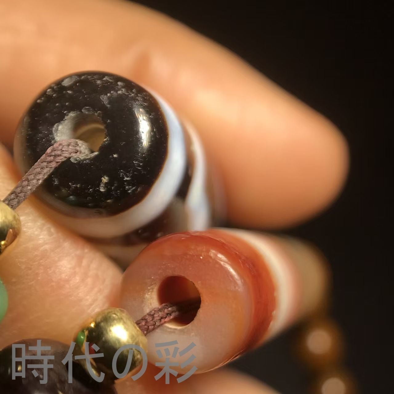 三眼 天珠 多宝 ネックレス』中国古美術 老瑪瑙 チベット 古色 唐物 