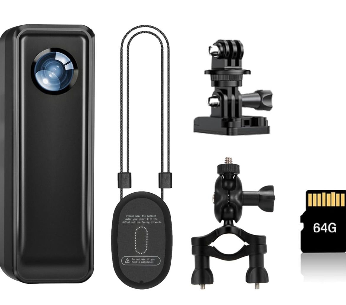 액션 카메라 64GB 4K 30FPS 바디 카메라 (마그네틱 백 클립 포함), 헬멧 마운트가 있는 핸즈프리 스포츠 카메라, 여행 사이클링 브이로그를 위한 오디오 비디오 녹화 기능이 있는 미니 액션 카메라, 미니 바디 캠, POV 레코드, 일본어 사용 설명서
