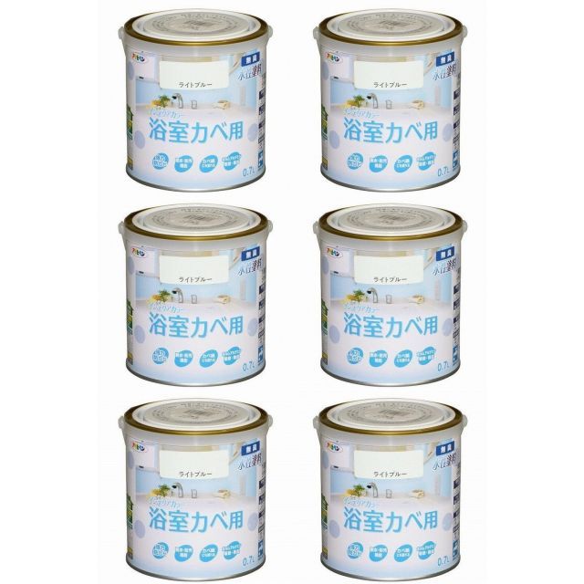 アサヒペン ＮＥＷ水性インテリアカラー浴室カベ ０．７Ｌ ライトブルー【壁紙の上からそのまま塗れる】 6缶セット