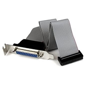 【中古】StarTech.com マザーボードピンヘッダー接続パラレルポート増設ケーブル 40cm ロープロファイル対応 DB25 (メス) - IDCリボンケーブル (26ピン)