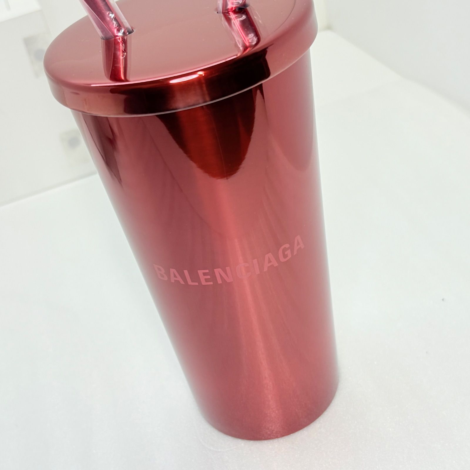 非売品・希少】BALENCIAGA バレンシアガ タンブラー レッド ストロー付 