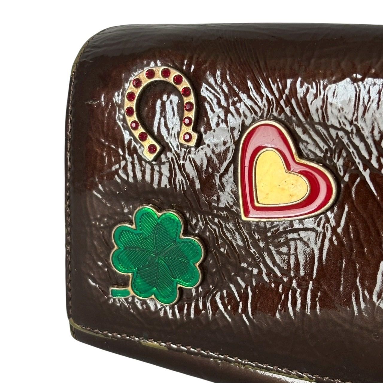 LOEWE ロエベ 長財布 コインケース セット エナメル ブラウン 