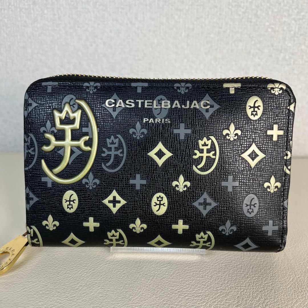 美品 カステルバジャック 二つ折り財布 ラウンドファスナー マドレーヌ レザー