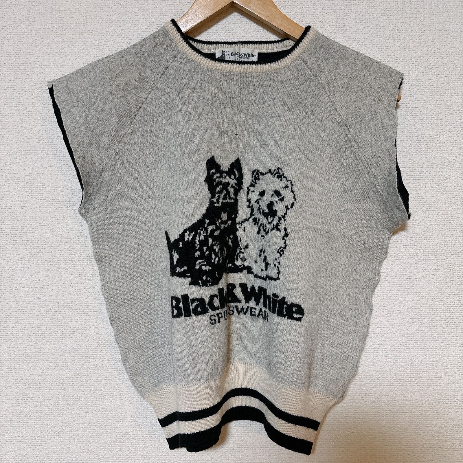 w^)b Black & White ブラック＆ホワイト ニットベスト ヴィンテージ 