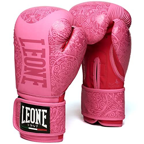 新品 LEONE 1947 ボクシング グローブ ユニセックス [ NEW MAORI ] 合成皮革 面ファスナー留 マオリ柄デザイン サイズ小さめ10オンス 10M / ピンク GN070 【正規品】