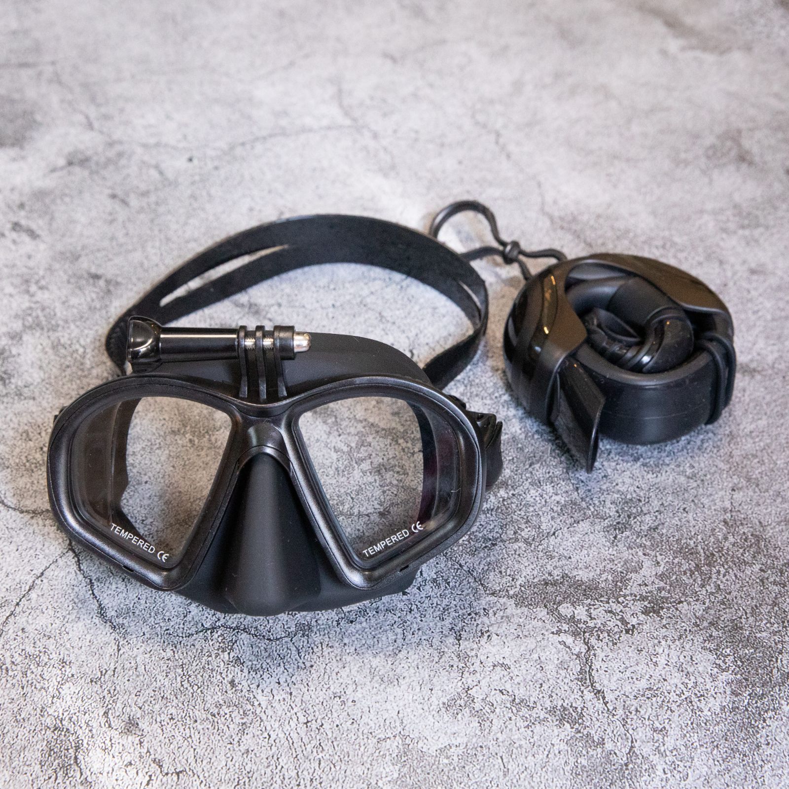 新品】GoProマウント付き ダイビングマスク＆シュノーケルセット 