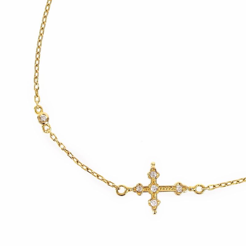 アンクレット レディース クロスモチーフ 18金 18k イエローゴールド ダイヤモンド 約25cm フットアクセサリー ジュエリー メンズ アクトワン